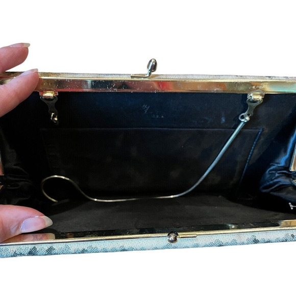 Vintage Clutch Purse Handbag Embroidery Design Street scene 10" long READ - Picture 6 of 6